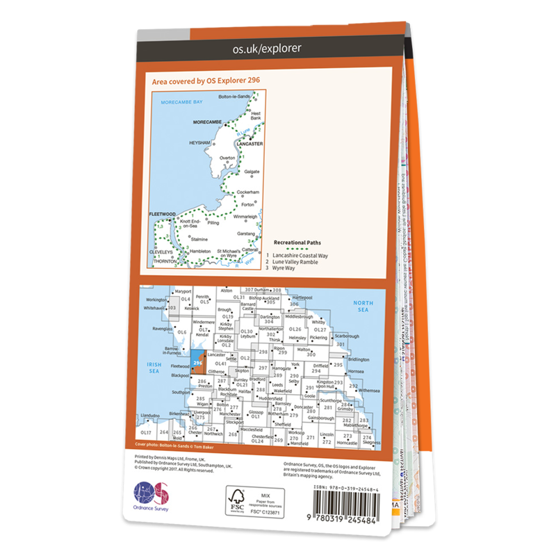 OS Explorer Map 296 - Lancaster Morecambe And Fleetwood-1